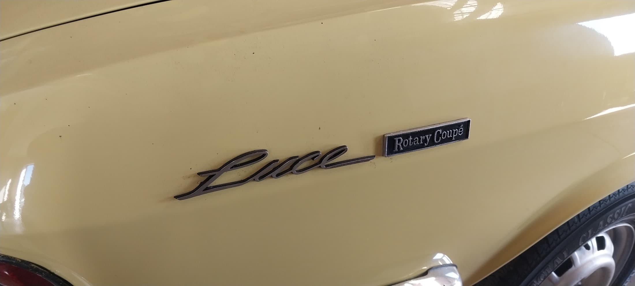 Mazda Luce, Rotary Coup茅 badge detail, by Panel Beating Services